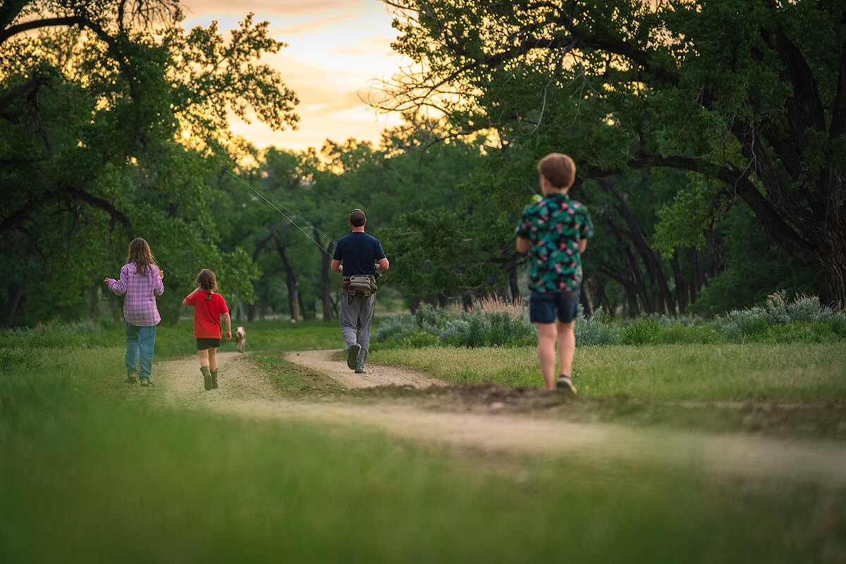 A young family enjoys a day along the Judith River in Central Montana.